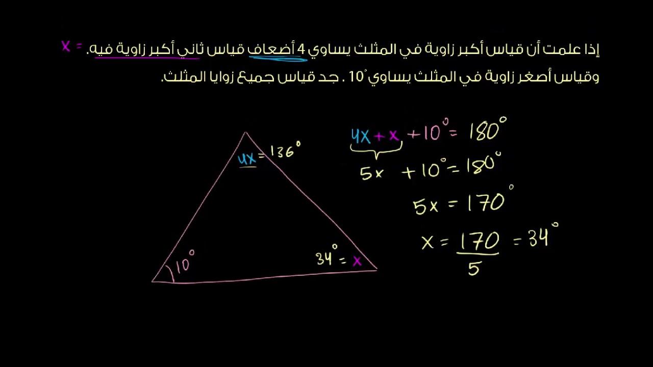 مجموع قياس زوايا المثلث يساوي